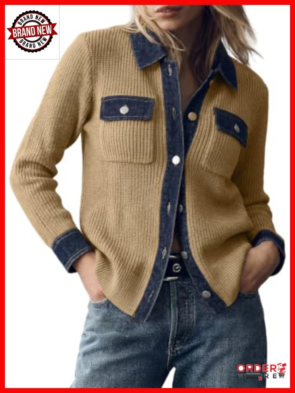 Waffle Knit Button Down Cardigan Oversized Fall Layer